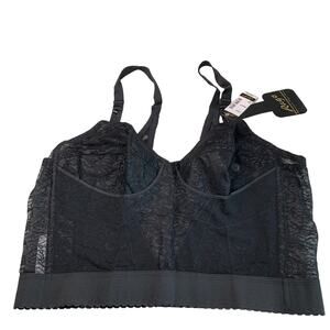 Rago Women's Long Line Bra Style 2202 Black Lace 48B